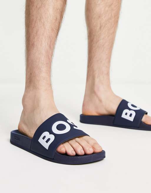 BOSS Orange Aryeh logo sliders in navy