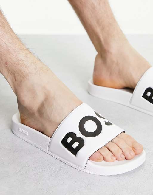 Hugo boss white deals sliders