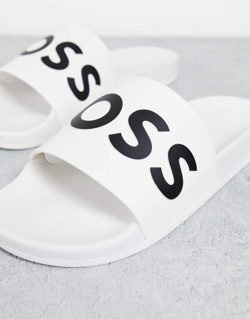 White hugo boss sliders hot sale