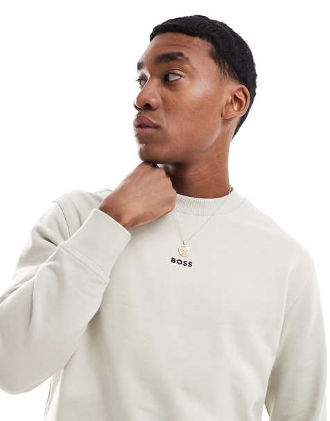 BOSS Orange - Beige sweatshirt med centralt logoprint - view 1