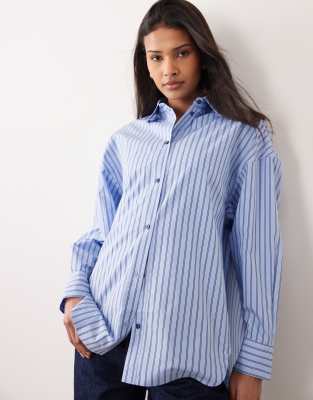 Orange - Boston - Chemise oversize à rayures - Bleu 44