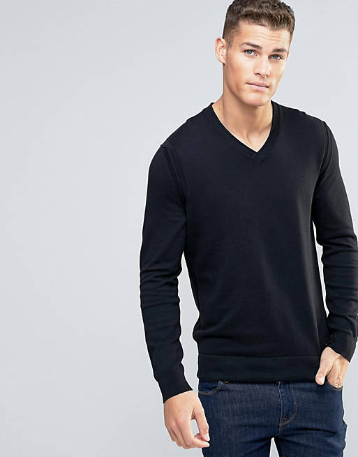 New HUGO BOSS pullover v neck sweater shirt men sz XL  gray cotton silk blend 