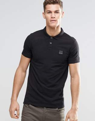 BOSS Orange by Hugo Boss Polo Shirt With Logo In Slim Fit Black | ASOS