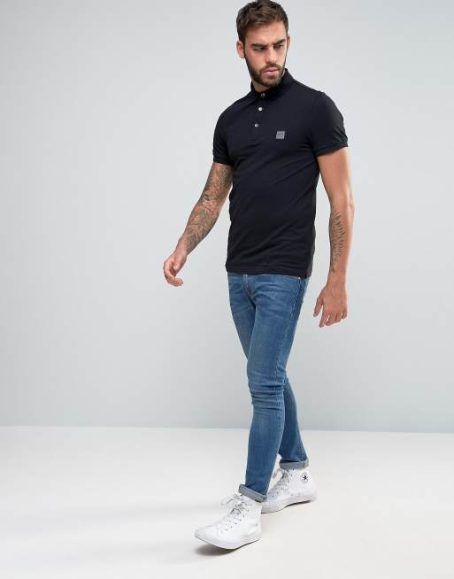 BOSS Orange by Hugo Boss Slim Fit Polo Shirt in Black | ASOS | 