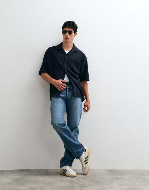 Boss Orange - camisa de manga corta urbanwaffle en azul marino, 5 de 5