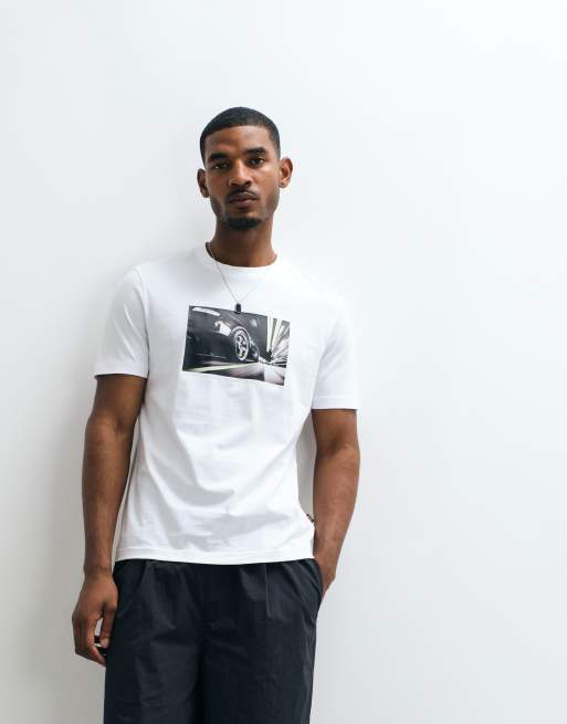 BOSS Orange - Camiseta blanca con estampado gráfico, 5 de 5
