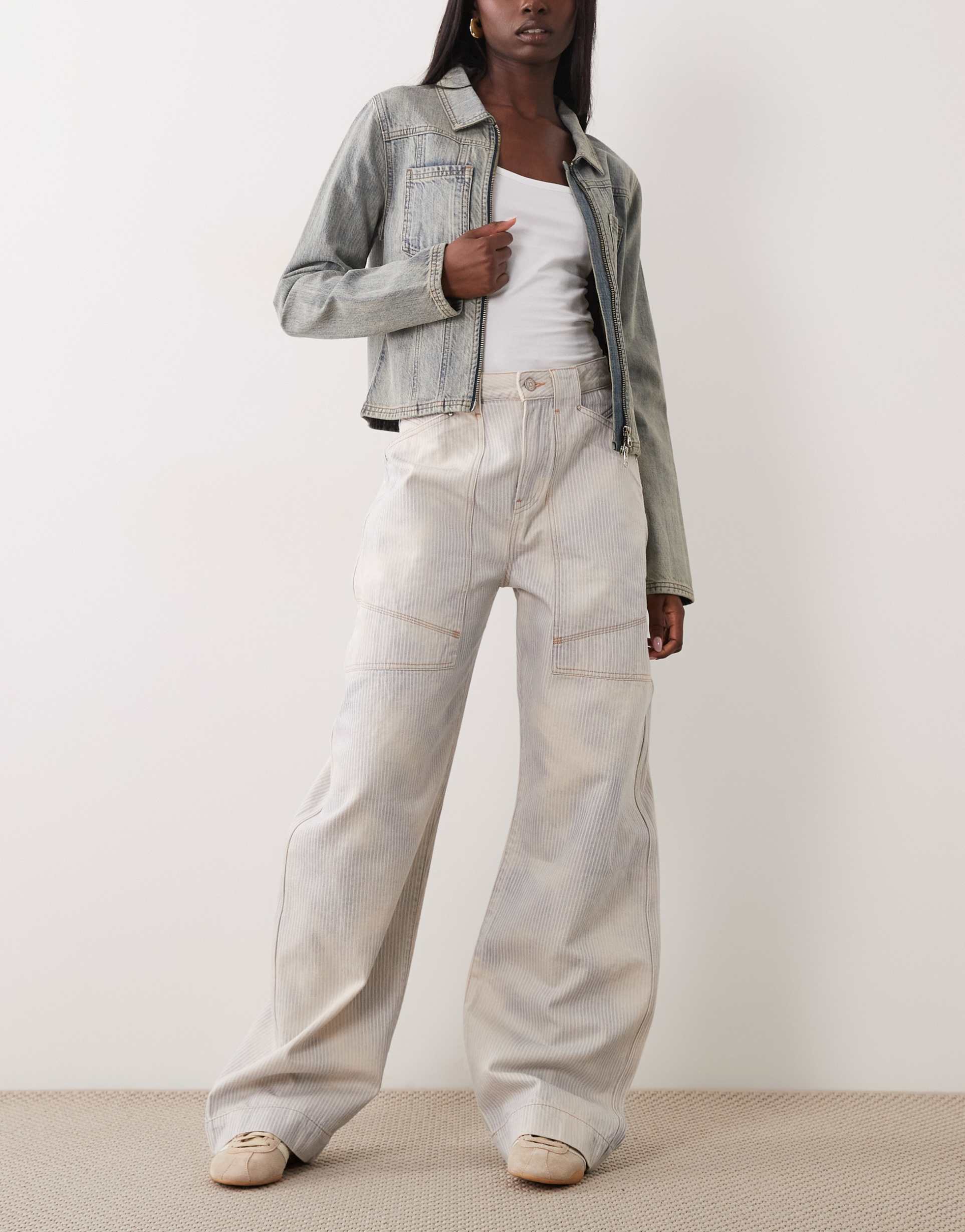 boss orange cargo balloon 2.0 relaxed fit jeans in light blue