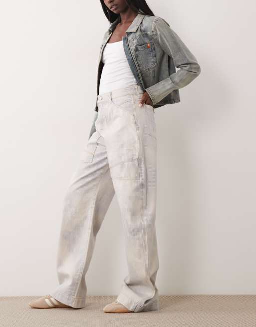BOSS Orange cargo balloon 2.0 relaxed fit jeans in light blue, 3 of 5