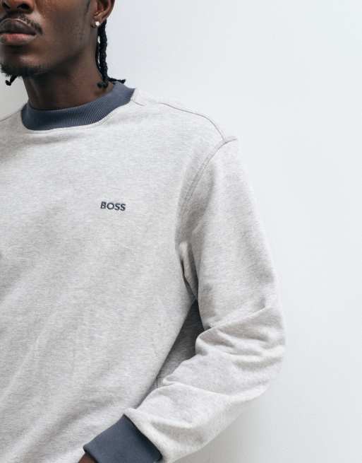 BOSS Orange chest logo sweatshirt in grey , 4 of 5