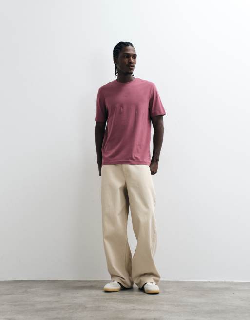 BOSS Orange chest logo t-shirt in berry, 2 of 5