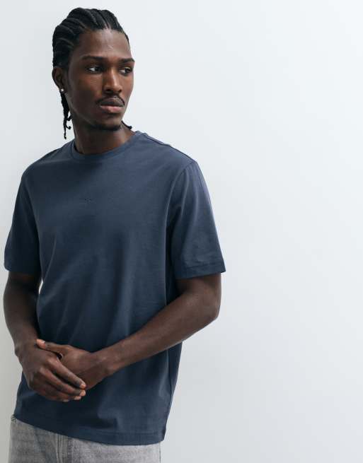 BOSS Orange chest logo t-shirt in dark blue , 2 of 5