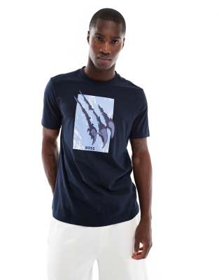 Hugo Boss Chest Print T-shirt In Blue