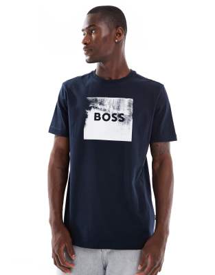 Hugo Boss Chest Print T-shirt In Blue