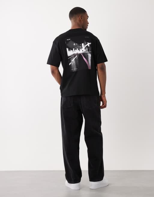 BOSS Orange city lights chest print t-shirt in black, 2 of 5