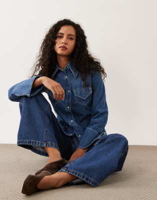 Hugo Boss Co-ord Fitted Denim Shirt In Blue