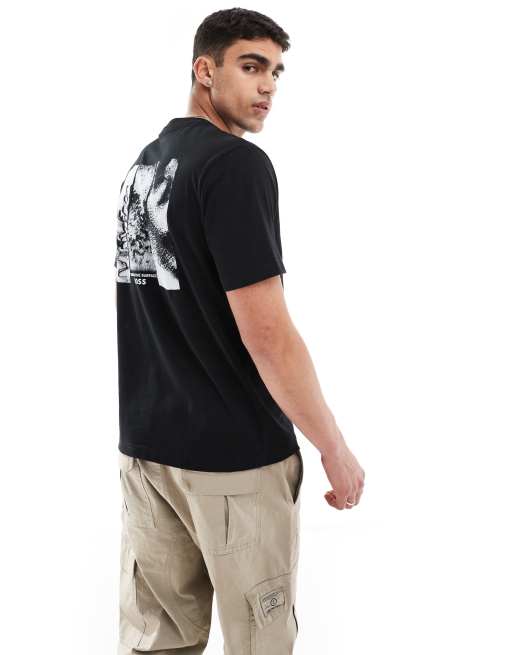 BOSS Orange - Coral - Sort T-shirt med logo