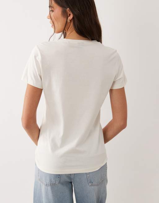 BOSS Orange - Cremehvid T-shirt med tekstlogo, 4 af 4