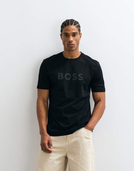 BOSS Orange – Czarny T-shirt o regularnym kroju z logo, 4 z 5