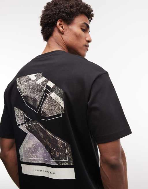 BOSS Orange – Czarny T-shirt z nadrukiem na plecach, 4 z 5