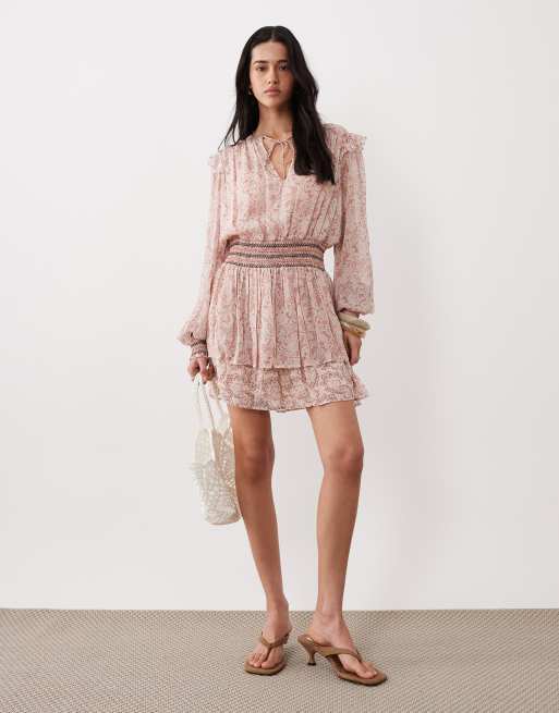 BOSS Orange Darmia ruffle mini dress in pink floral, 3 of 4