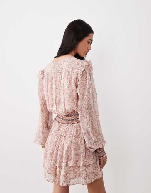BOSS Orange Darmia ruffle mini dress in pink floral, 4 of 4