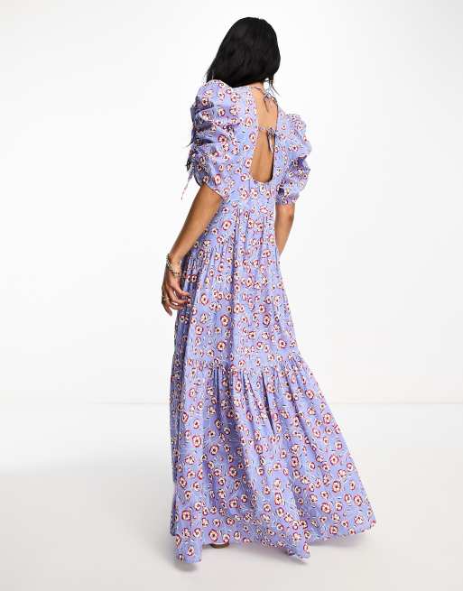 strapless open back dress The Cleobella Dress Sea Mural main image 1