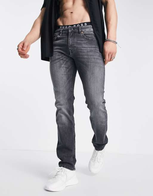 BOSS - Orange - Delaware - Smalle jeans in grijs met wassing