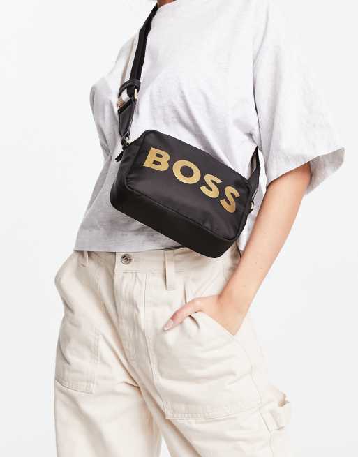 BOSS Orange Deva cross body bag in black with large logo