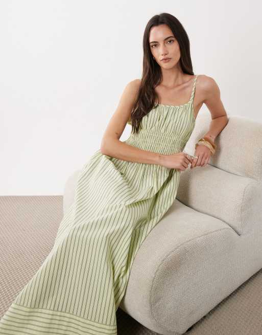 BOSS Orange - Diplyn - Vestito midi verde con dettagli arricciati