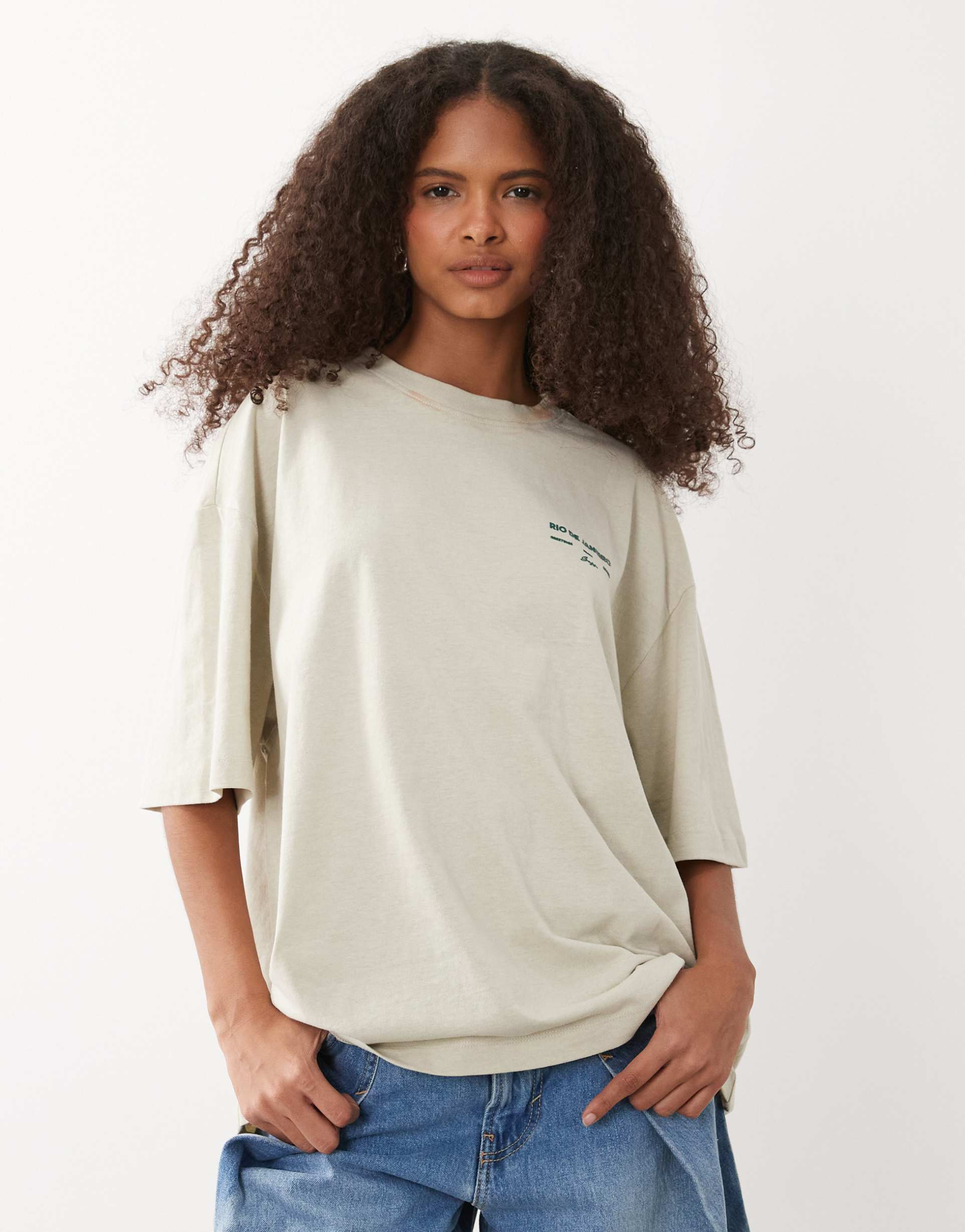 boss orange eboys relaxed fit logo t-shirt in beige