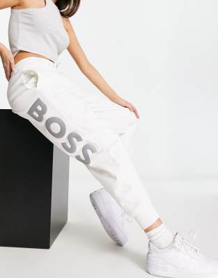 BOSS Orange BOSS Orange Etix joggers in off white with large leg logo