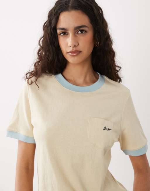 BOSS Orange - Ezoe - Lysegul afslappet T-shirt med lomme, 3 af 4