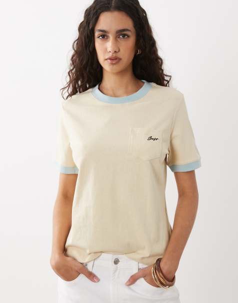 BOSS Orange - Ezoe - Ruimvallend T-shirt met zak in lichtgeel - view 1