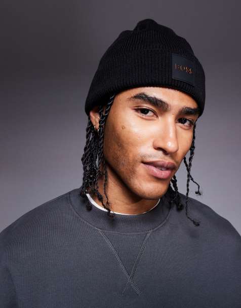 BOSS Orange foxxy beanie hat in black - view 1