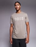 [BOSS Orange] BOSS Orange Frozen chest logo regular fit t-shirt in dark beige-Neutral 5XL Mid beige