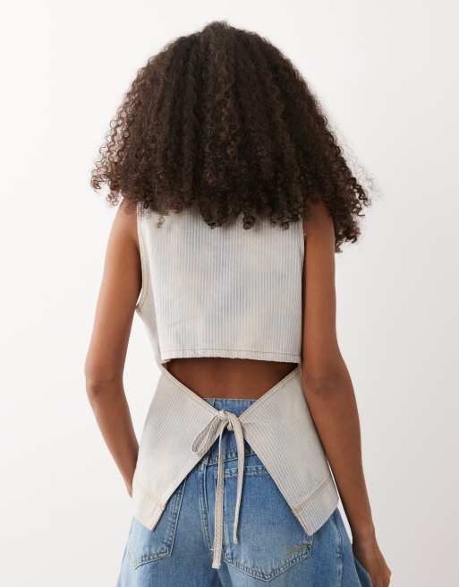 BOSS Orange - Gilet sartoriale in denim azzurro, 4 di 4