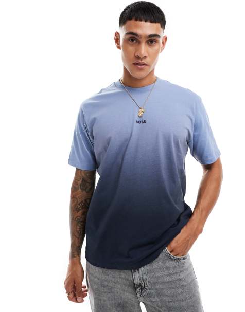 BOSS Orange gradient relaxed fit t-shirt in blue - view 1