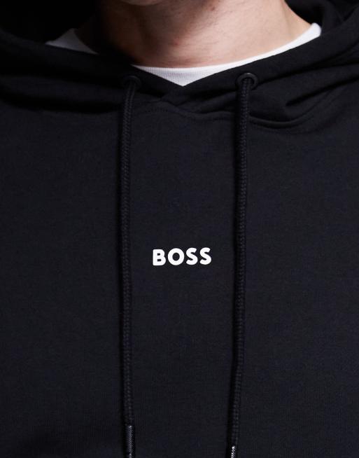 BOSS Orange - Hoodie met klein logo op de borst in zwart, 5 van 5