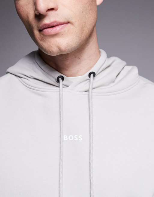 BOSS Orange hoodie with small chest logo in grey, 5 of 5