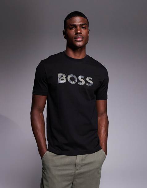 BOSS Orange – Insignia – T-Shirt in Schwarz mit Logoprint auf der Brust - view 1