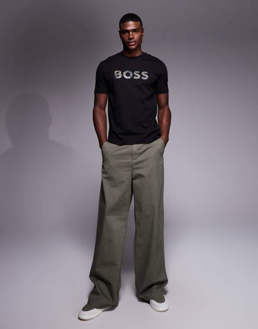 BOSS Orange – Insignia – T-Shirt in Schwarz mit Logoprint auf der Brust, 2 von 5