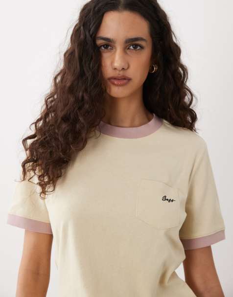 BOSS Orange – Jasnożółty T-shirt z tekstowym logo - view 1