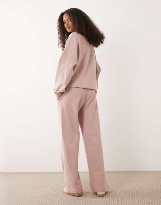 BOSS Orange - Joggingbroek met wijde pijpen in oudroze, deel van co-ord set, 2 van 5
