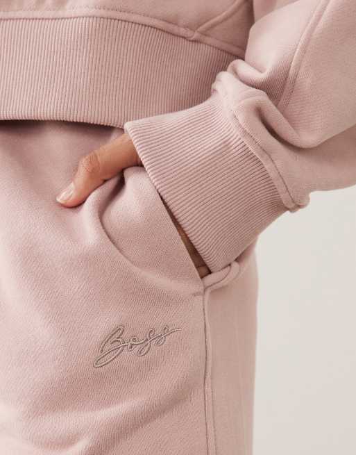 BOSS Orange - Joggingbroek met wijde pijpen in oudroze, deel van co-ord set, 3 van 5