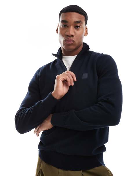 BOSS Orange - Kanobix - Pull en maille à demi-fermeture éclair - Bleu marine - view 1