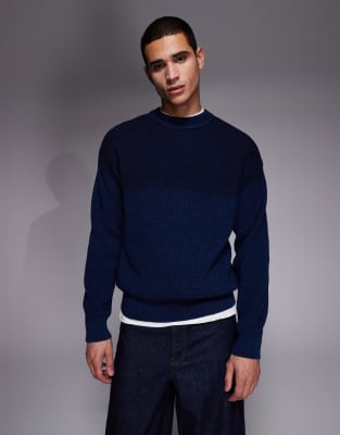 Kartney - Strickpullover in Marineblau mit Rundhalsausschnitt Marineblau 2XL