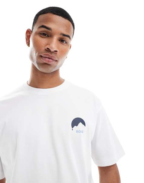 BOSS Orange – Kastiges T-Shirt in Weiß mit Brust- und Rückenprint - view 1