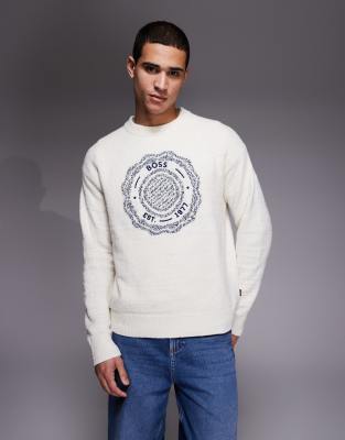 BOSS Orange kerbert chest print crew neck jumper-Neutral