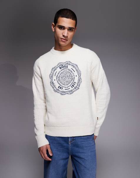 BOSS Orange kerbert chest print crew neck jumper - view 1