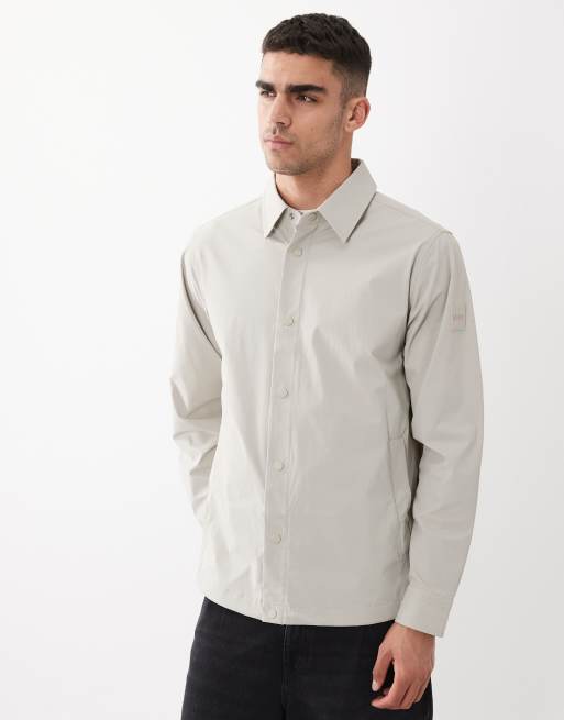 BOSS Orange leldon overshirt in light grey, 3 of 5